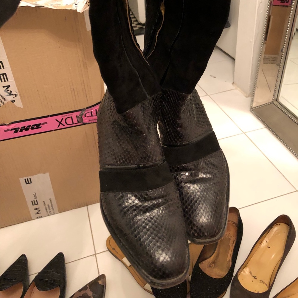 A.Testoni Python And Suede Boots - image 2